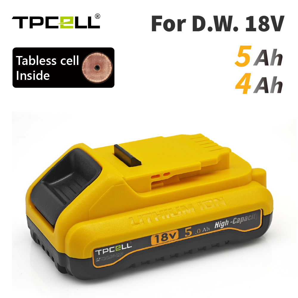 סוללת טאבלס אולטרה פרימיום לדיוולט &ndash; TPCELL PRO TABLESS 18V 5.0Ah For DeWalt