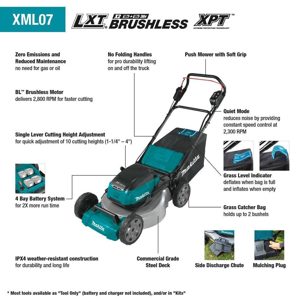 מכסחת דשא מקיטה XML07Z מבית Makita 36V גוף בלבד