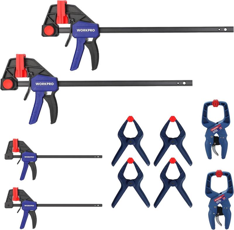 סט כליבות מהדקים לעבודות עץ WORKPRO – 10 יחידות בר קלמפ, קפיצים ורצ'טים