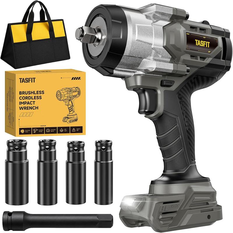 מפתח רטיטה 1/2 אינץ' תואם לסוללות DeWalt 20V בראשלס 1500Nm עם 4 בוקסות
