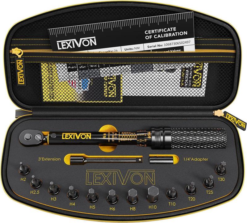 ידית מומנט לאופניים 1/4 אינץ' LEXIVON LX-191 סט 15 חלקים