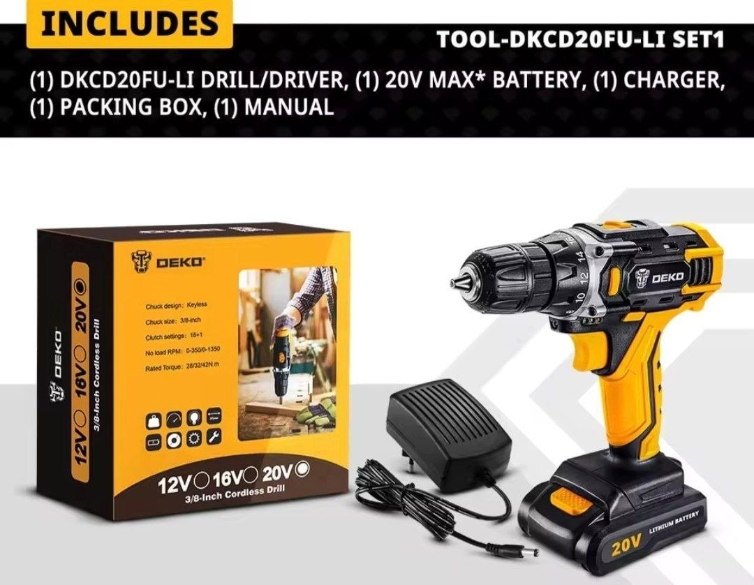 סט מקדחת דקו DEKO 20V&nbsp; DEKO Cordless Drill 20V DIY