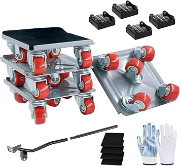 Heavy Duty Furniture Movers with Wheels Dolly 5 Wheels,Lifter Mover Tool Set Sliders 360 Ratating,1322lbs/560kg Load Capacity,Furniture Lift Mover Tool Set for Sofa, Fridge,Washing Machine Silver