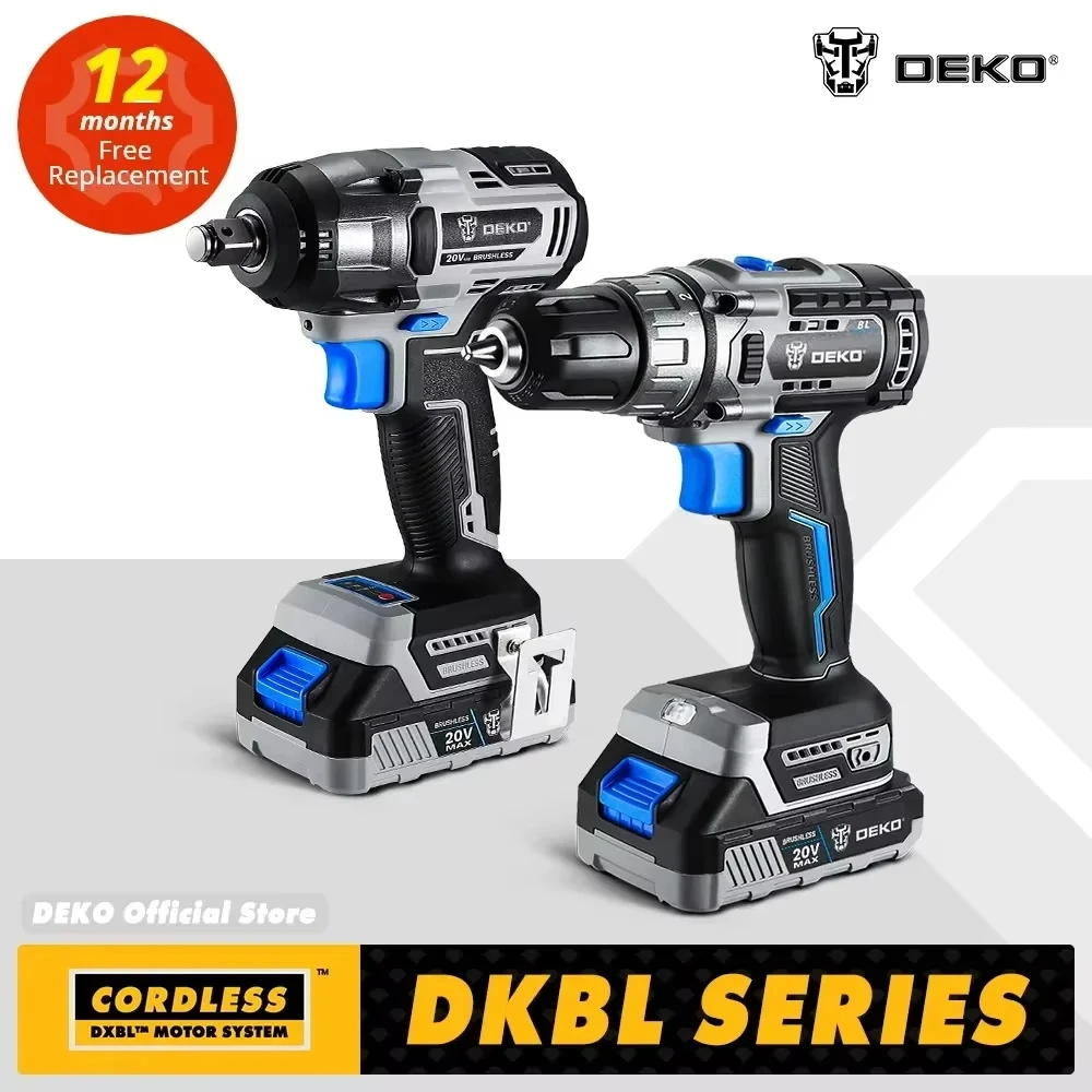 סט מפתח רטיטה נטען דקו DEKO 20V 350Nm ראש 1/2" מנוע בראשלס