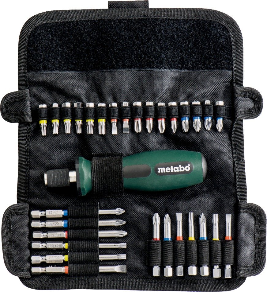 מברג ביטים מקצועי עם ידית וסט 29 ביטים Metabo 626726000
