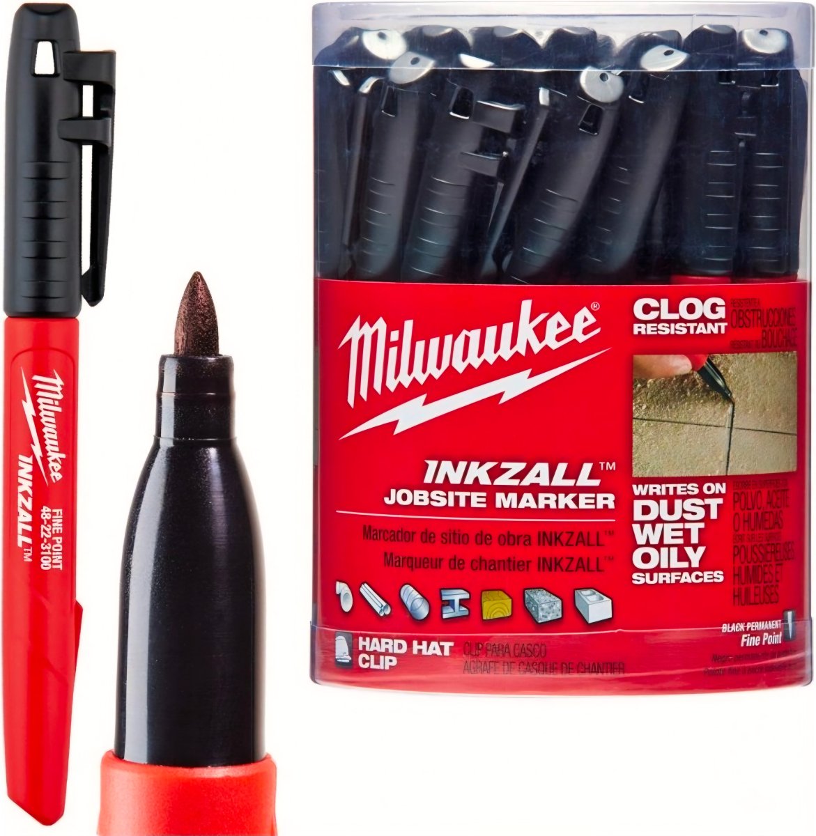 מארז 36 טושי סימון שחורים INKZALL Milwaukee דגם 48223100-36