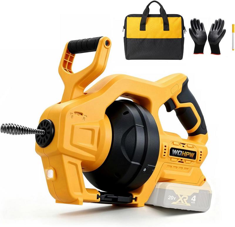 מכשיר ניקוי צנרת וסתימות נטען תואם DeWalt 20V עם כבל 7.2 מטר