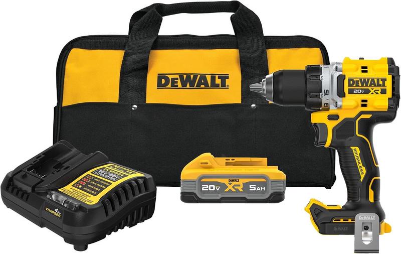 סט מקדחה נטענת 20V DEWALT DCD801H1 עם סוללת POWERSTACK 5AH