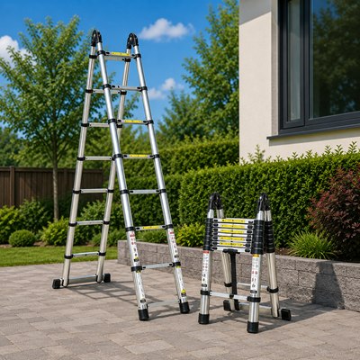 סולם נירוסטה כפול 3.8 מטרים TELESCOPIC