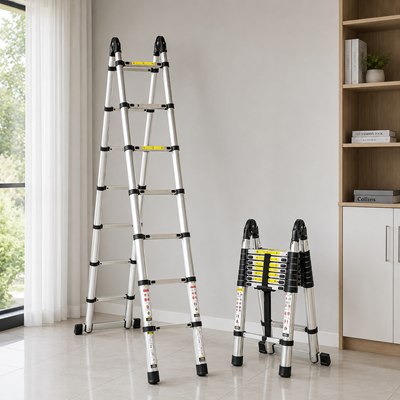 סולם נירוסטה כפול 4.4 מטרים TELESCOPIC